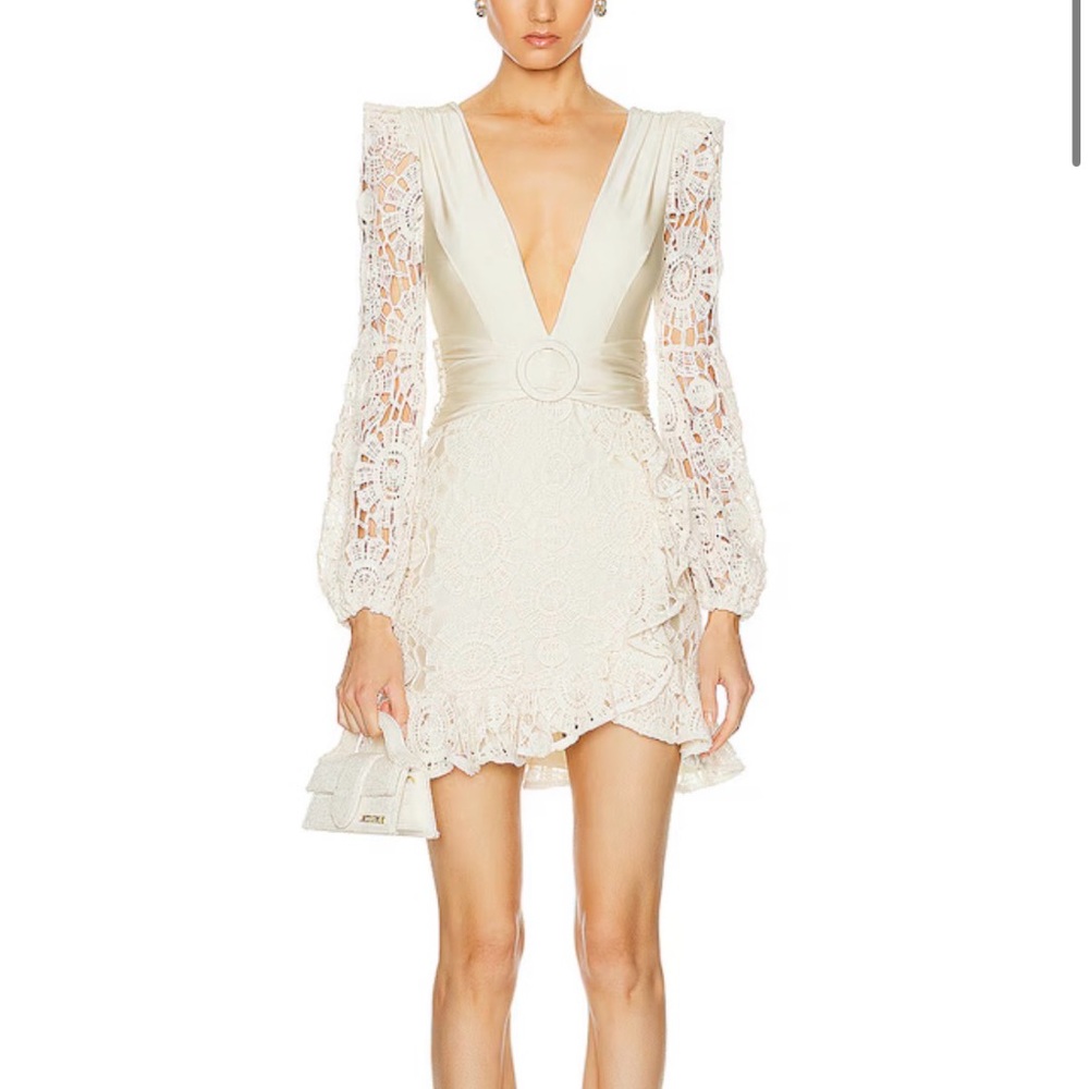 PatBO Wheat Lace V-Neck Mini Dress NWT